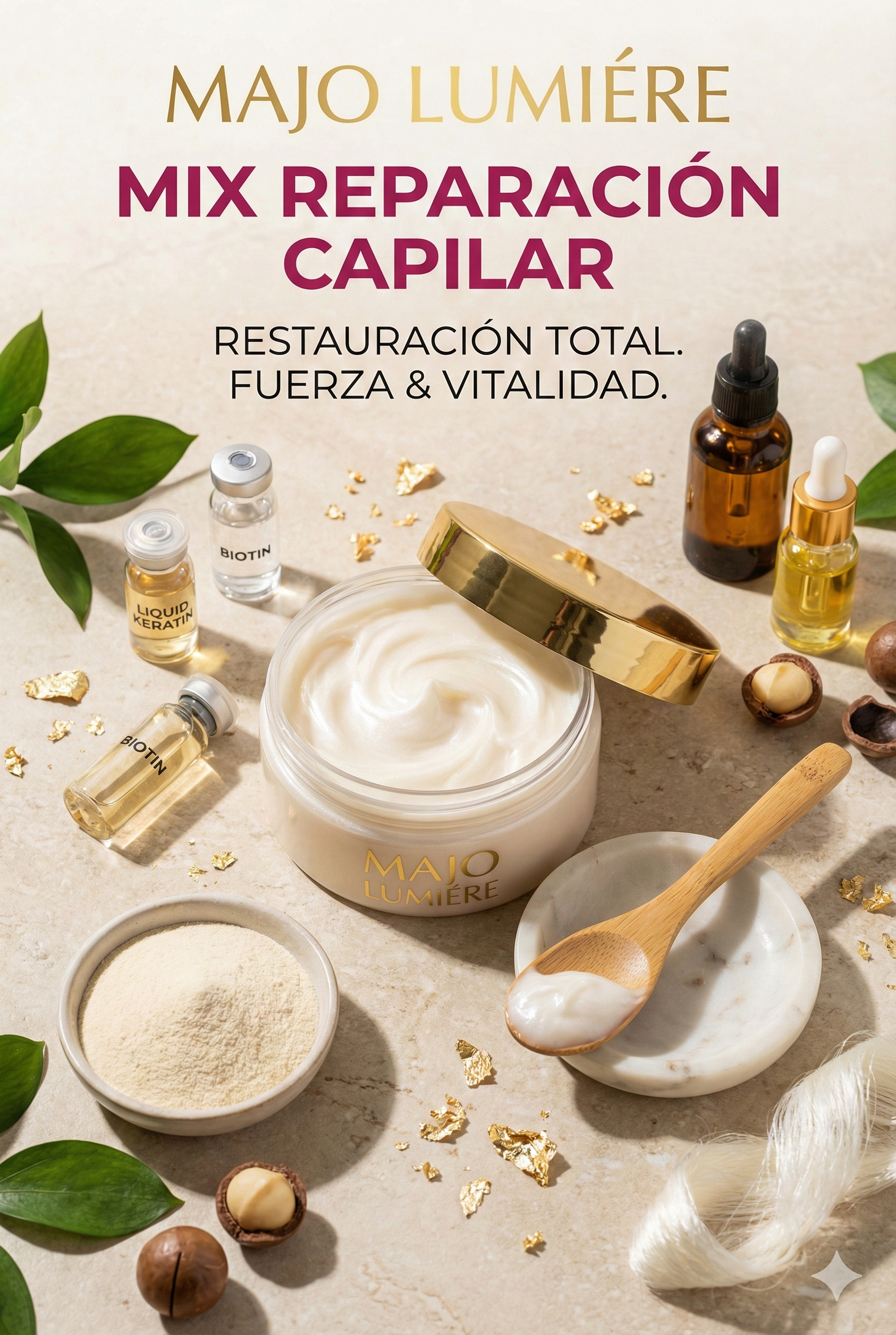 Mix de Reparación Capilar Majo Lumière - Fuerza con Biotina y Keratina